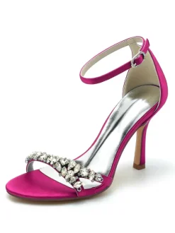 Women's Bridal Shoes Rhinestones Satin Open Toe Stiletto Heel Bridal Shoes
