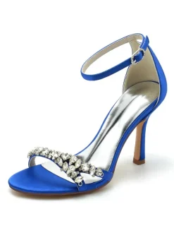 Women's Bridal Shoes Rhinestones Satin Open Toe Stiletto Heel Bridal Shoes