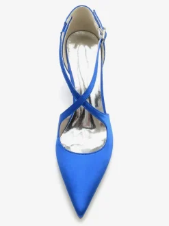 Women's Bridal Shoes Satin Pointed Toe Chunky Heel Bridal Shoes