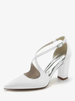 Women's Bridal Shoes Satin Pointed Toe Chunky Heel Bridal Shoes