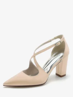 Women's Bridal Shoes Satin Pointed Toe Chunky Heel Bridal Shoes