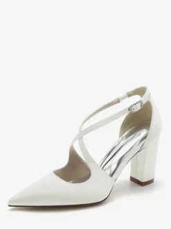 Women's Bridal Shoes Satin Pointed Toe Chunky Heel Bridal Shoes
