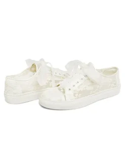Women's Bridal Sneaker Shoes Silk And Satin Round Toe Flat Shoes