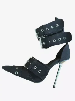 Women's Buckle High Heels Pointed Toe Ankle Strap Pumps