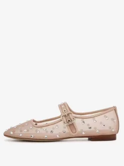 Women's Buckle Round Toe Polyester Ballet Flats In