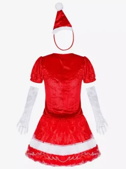 Women's Christmas Set Red Dress Gloves Hat Christmas Holidays Costumes
