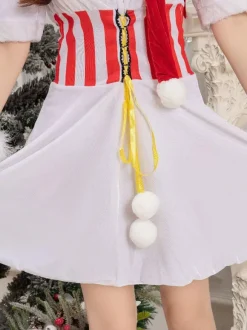 Women's Christmas Set White Hat Dress Gloves Polyester Christmas Holidays Costumes