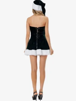 Women's Christmas Tunic Coffee Brown Hat Cloak Dress Polyester Christmas Holidays Costumes