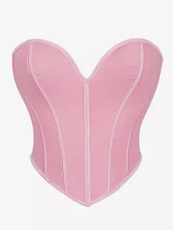 Women's Corsets Pink Polyester Lace-up Sweetheart Indoor Lingerie