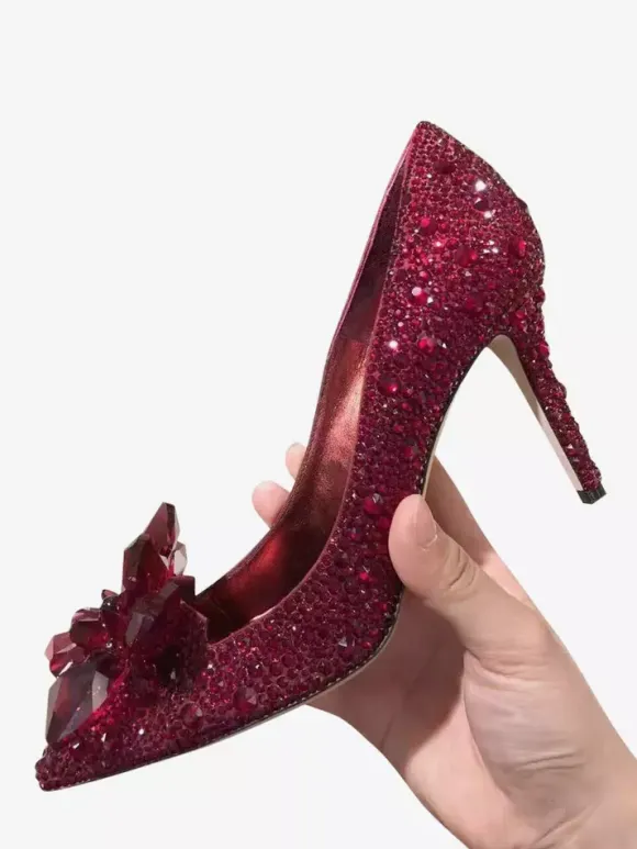 Women's Crystal Rhinestones Bridal Pumps Evening Heels