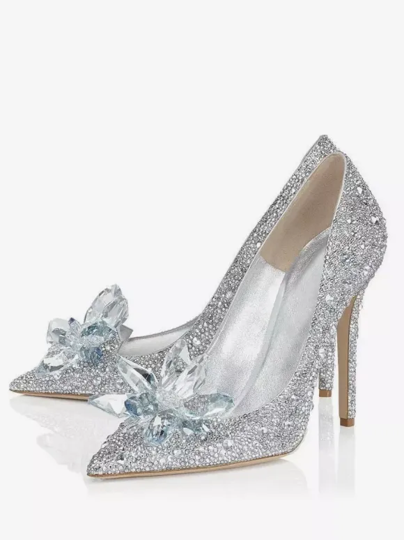 Women's Crystal Rhinestones Bridal Pumps Evening Heels