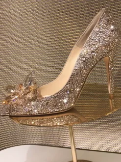 Women's Crystal Rhinestones Bridal Pumps Evening Heels
