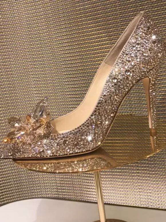 Women's Crystal Rhinestones Bridal Pumps Evening Heels