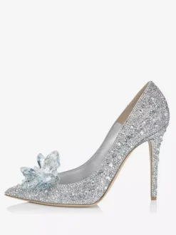 Women's Crystal Rhinestones Bridal Pumps Evening Heels