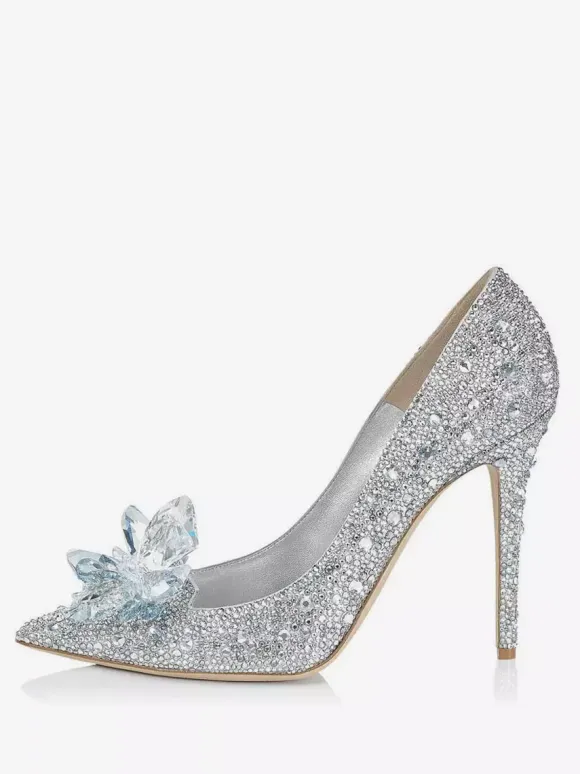 Women's Crystal Rhinestones Bridal Pumps Evening Heels