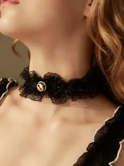 Women's Daily Casual Black Lace Collar Choker Necklace