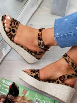 Women's Faux Leather Open Toe Flat Sandals