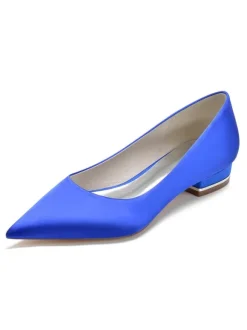 Women's Flat Bridal Pumps in Satin