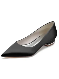 Women's Flat Bridal Pumps in Satin