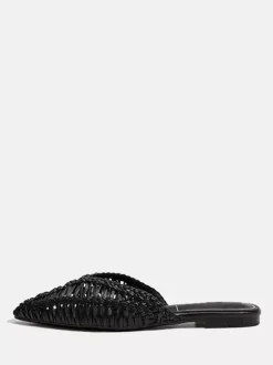 Women's Flat Mules Pointed Toe Cane Backless Beach Sandals