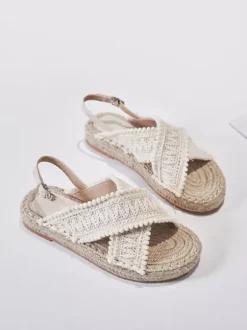 Women's Flat Sandals Beach Sandals Round Toe Lace Up Sandals Boho Wedding Shoes