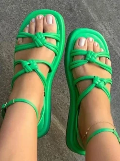 Women's Flat Sandals Chic Open Toe PU Leather Sandals