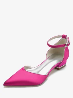 Women's Flat Wedding Shoes Ankle Strap in Satin