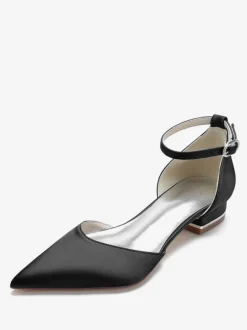 Women's Flat Wedding Shoes Ankle Strap in Satin
