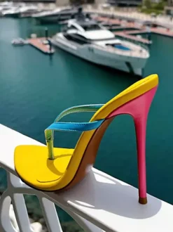 Women's Flip Flop Sandals High Heel Yellow Beach Sandals