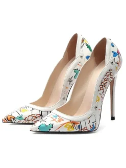 Women's Floral High Heels Pointed Toe Stiletto Heel Pumps