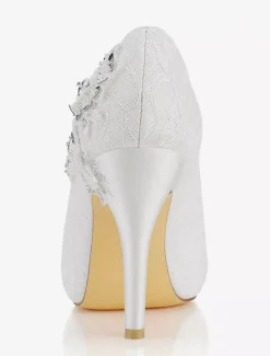 Women's Flowers Wedding Shoes Platform Heels in Satin