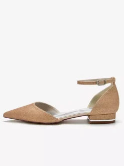 Women's Glitter Ankle Strap Flat Bridal Shoes