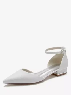 Women's Glitter Ankle Strap Flat Bridal Shoes