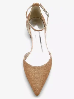 Women's Glitter Ankle Strap Flat Bridal Shoes