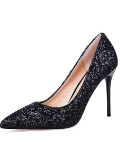 Women's Glitter Prom Shoes Pointed Toe Stiletto High Prom Heel Pumps