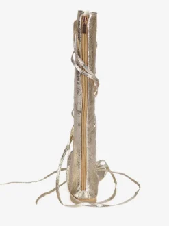 Women's Gold Gladiator Sandals Lace Up Flat Knee High Sandals