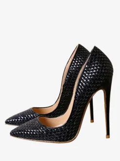 Women's Gold High Heels Woven Style Pointed Toe Stiletto Heel Pumps