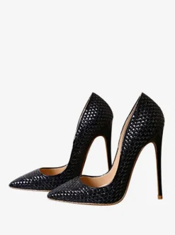 Women's Gold High Heels Woven Style Pointed Toe Stiletto Heel Pumps