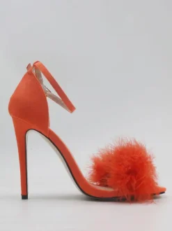 Women's Heel Sandals Open Toe Faux Fur Detail Stiletto Heel Sandals