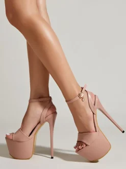 Women's Heel Sandals Open Toe Stiletto Heel Sandals PU Leather