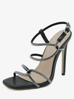 Women's Heel Sandals Peep Toe Stiletto Heel Sandals PU Leather