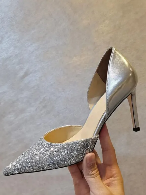 Women's Heeled Party Shoes Nude Pointed Toe Stiletto Heel Dress Shoes