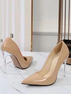Women's Heels Slip-On Pointed Toe Pumps Stiletto Heel PU Leather