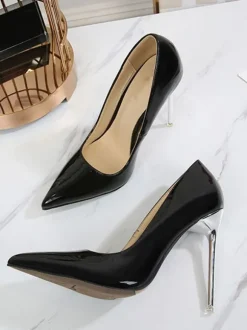 Women's Heels Slip-On Pointed Toe Pumps Stiletto Heel PU Leather