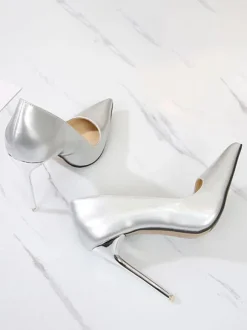 Women's Heels Slip-On Pointed Toe Pumps Stiletto Heel PU Leather