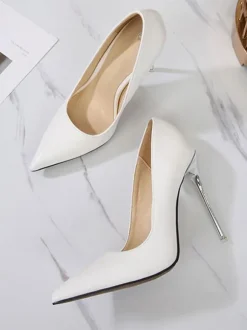 Women's Heels Slip-On Pointed Toe Pumps Stiletto Heel PU Leather