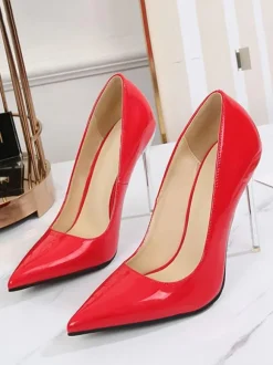 Women's Heels Slip-On Pointed Toe Pumps Stiletto Heel PU Leather