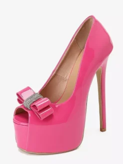 Women's High Heel Pumps Platform Open Toe Bow Stiletto Heel Sexy Shoes