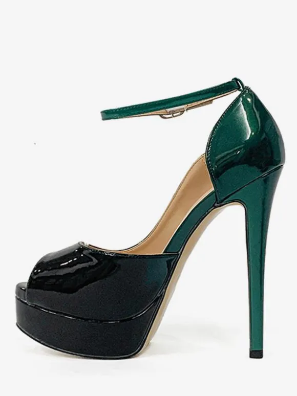 Women's High Heels Platforms Peep Toe Ankle Strap Pumps