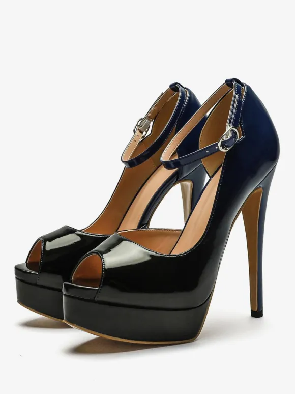 Women's High Heels Platforms Peep Toe Ankle Strap Pumps